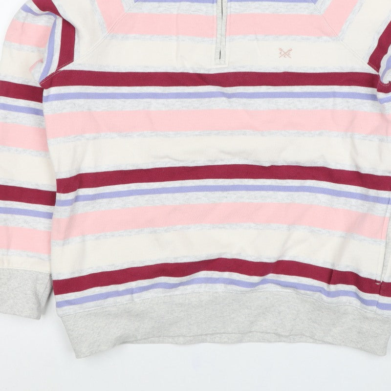 Crew Clothing Company Women's Multicoloured UK 12 Striped 1/4 Zip Sweatshirt
