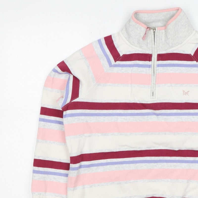 Crew Clothing Company Women's Multicoloured UK 12 Striped 1/4 Zip Sweatshirt