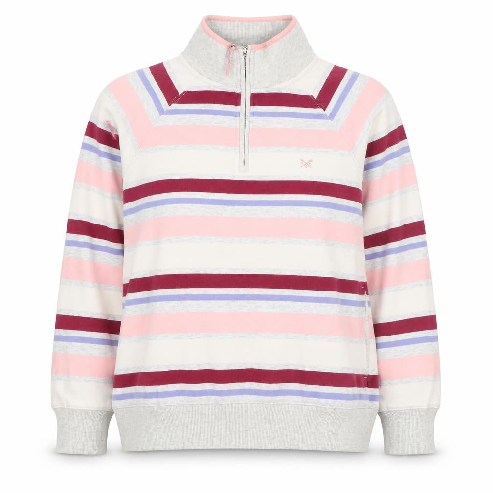 Crew Clothing Company Women's Multicoloured UK 12 Striped 1/4 Zip Sweatshirt