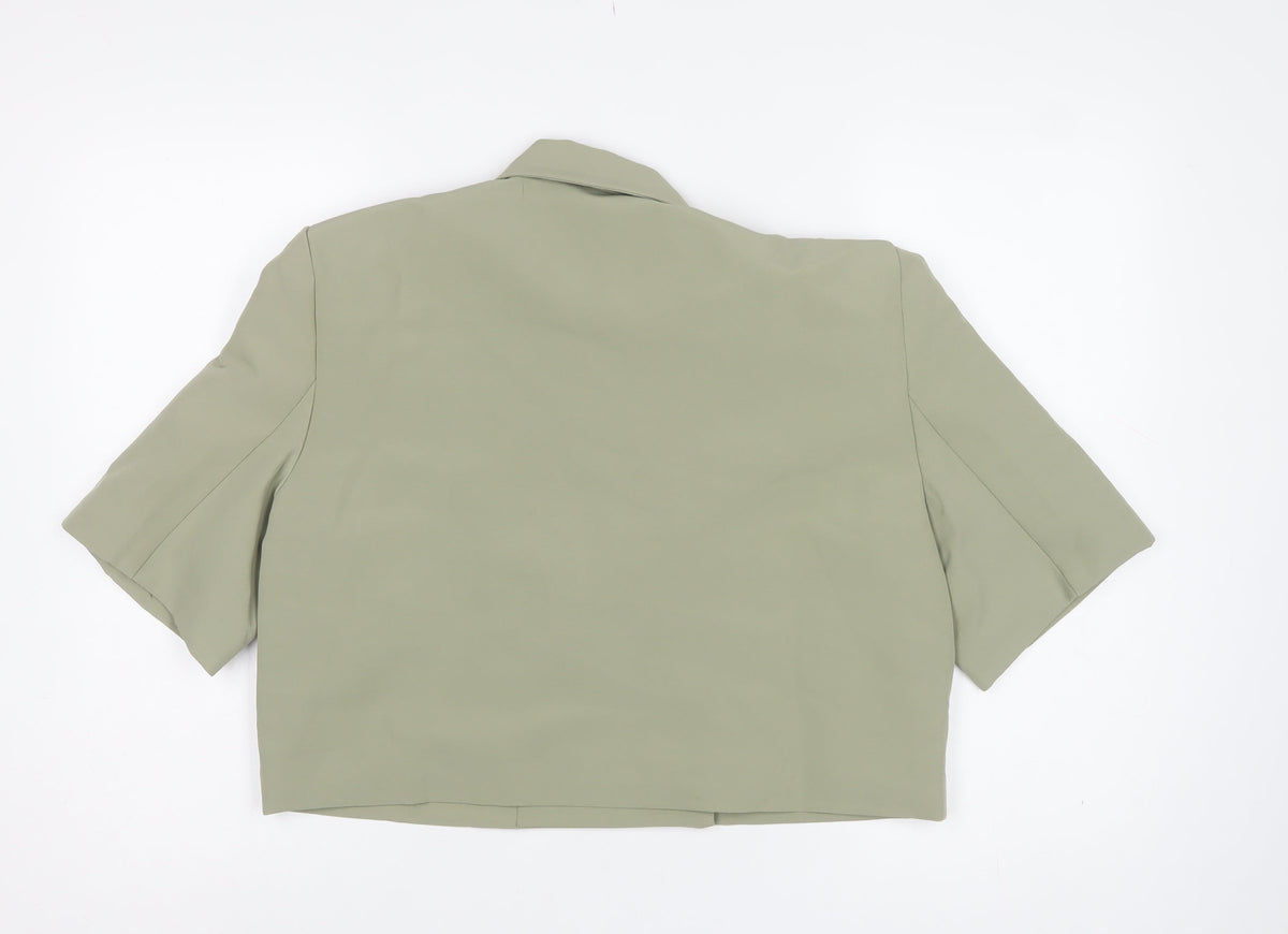 PrettyLittleThing Women Green UK 16 Double-Breasted 3/4 Sleeve Blazer