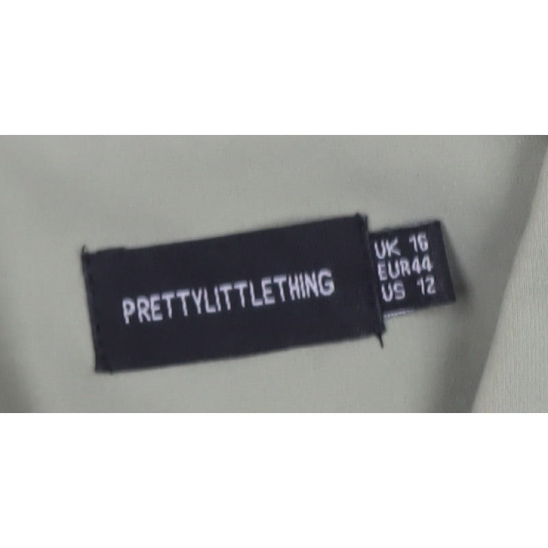 PrettyLittleThing Women Green UK 16 Double-Breasted 3/4 Sleeve Blazer
