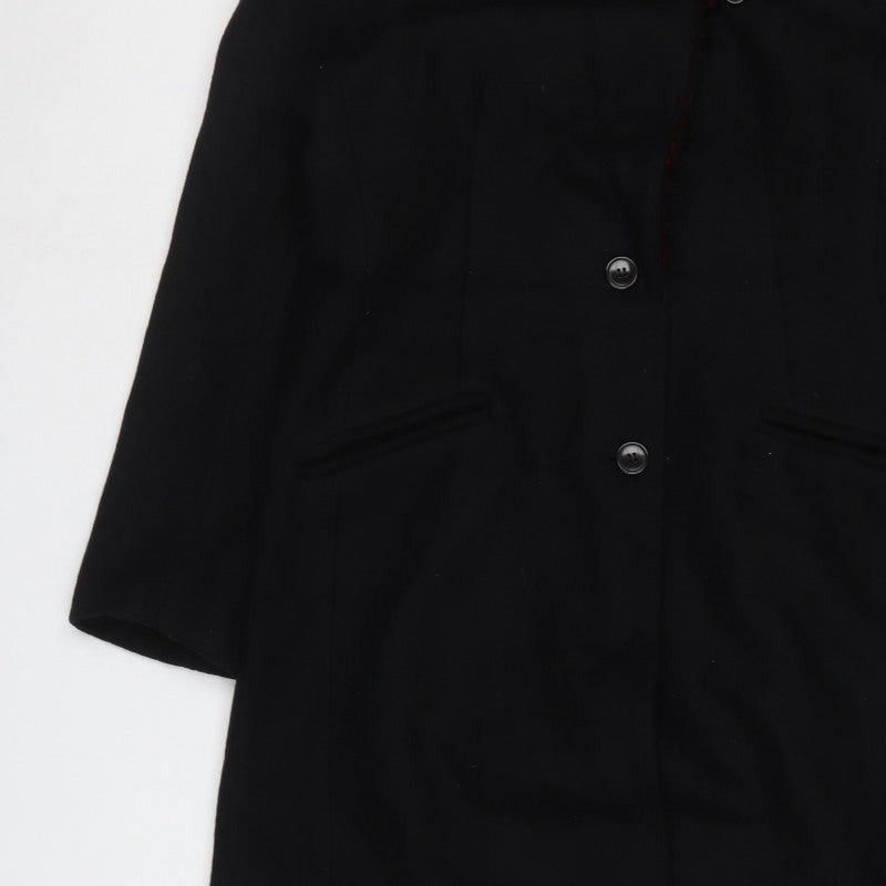 Le Château Women’s Black Wool Long Overcoat M Fur Trim Lined