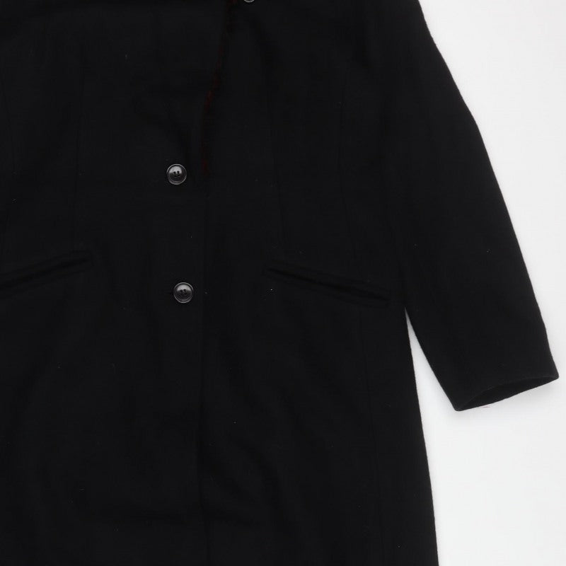 Le Château Women’s Black Wool Long Overcoat M Fur Trim Lined