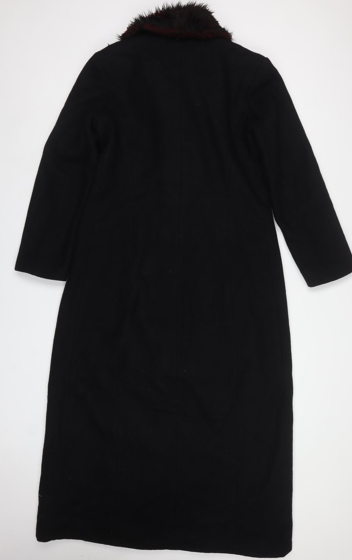 Le Château Women’s Black Wool Long Overcoat M Fur Trim Lined
