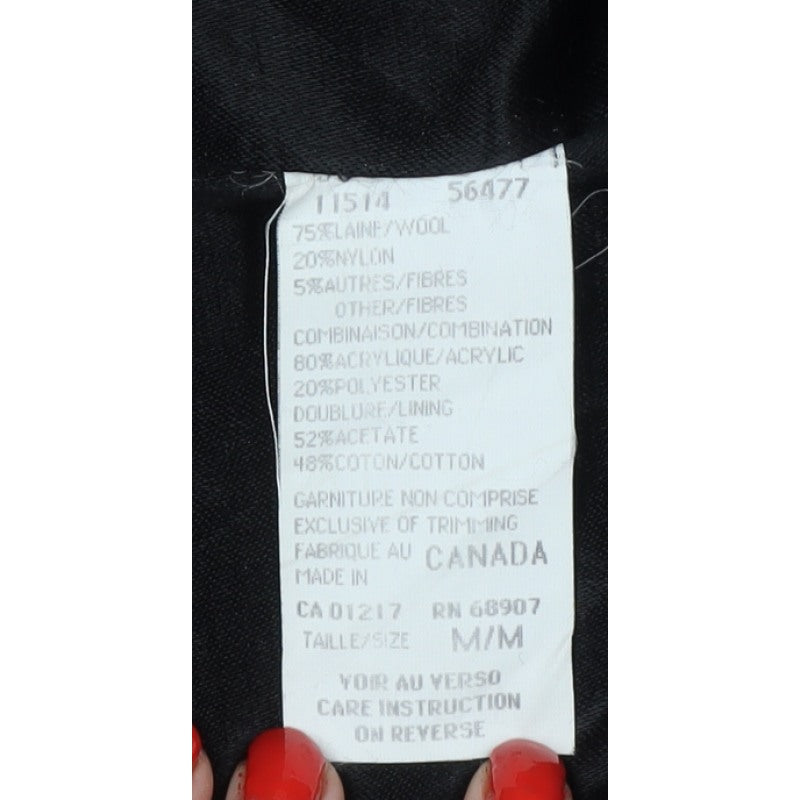 Le Château Women’s Black Wool Long Overcoat M Fur Trim Lined