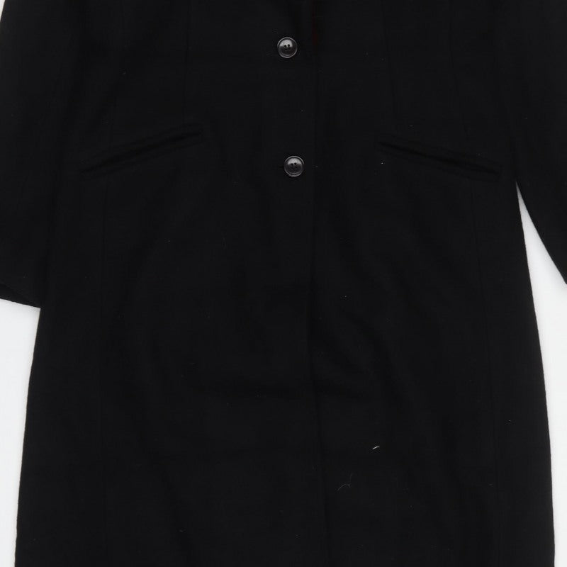 Le Château Women’s Black Wool Long Overcoat M Fur Trim Lined