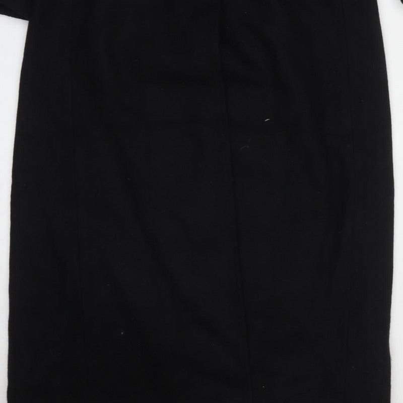 Le Château Women’s Black Wool Long Overcoat M Fur Trim Lined