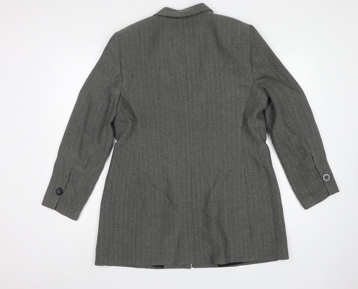 Marks and Spencer Women Black Mix UK 16 Herringbone Long Blazer
