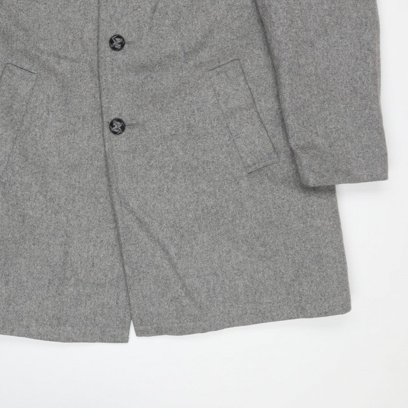Anderson-Little Mens Grey 46 Wool Blend Fur Collar Long Overcoat