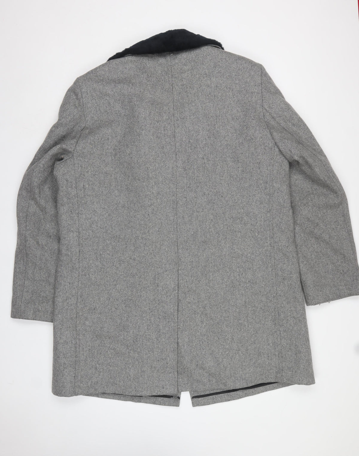 Anderson-Little Mens Grey 46 Wool Blend Fur Collar Long Overcoat