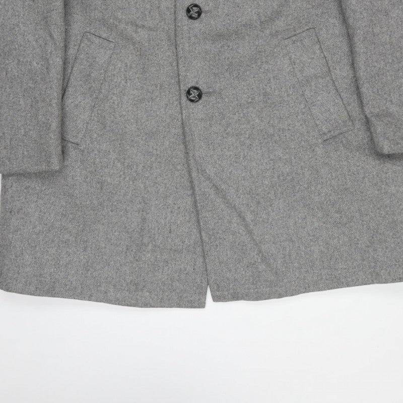 Anderson-Little Mens Grey 46 Wool Blend Fur Collar Long Overcoat