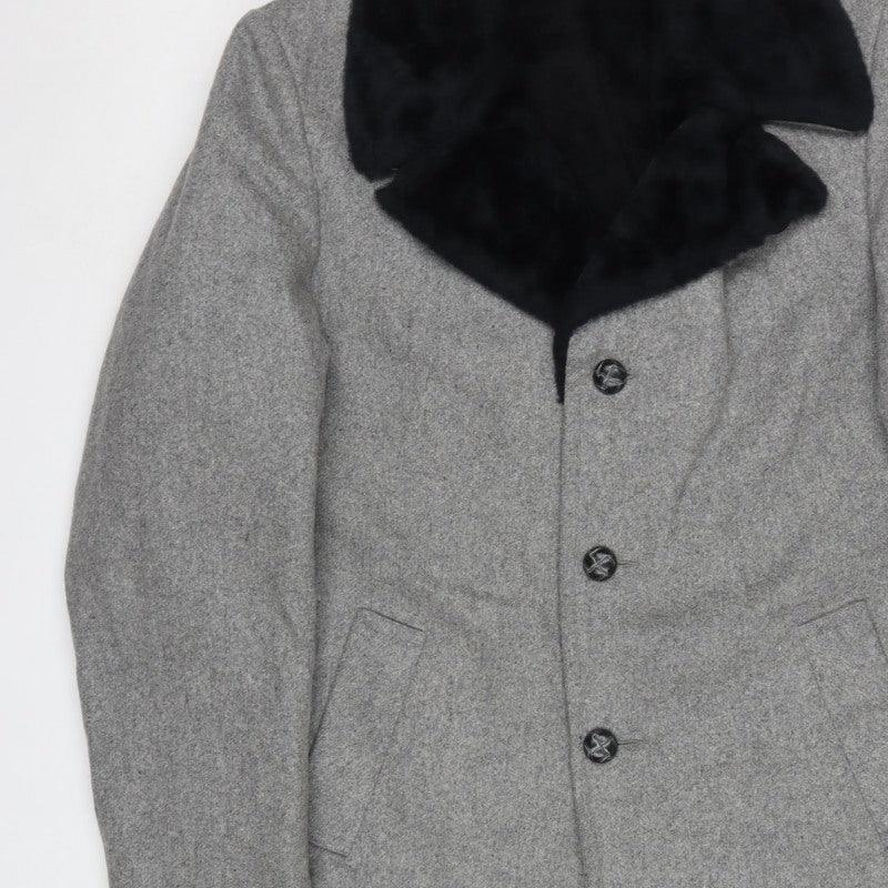 Anderson-Little Mens Grey 46 Wool Blend Fur Collar Long Overcoat