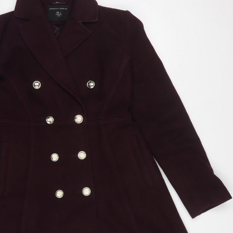 Dorothy Perkins Women Brown UK 12 Double-Breasted Pea Coat