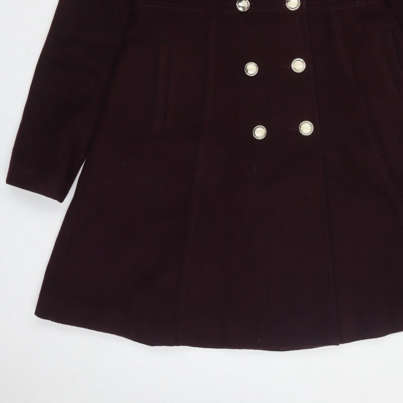 Dorothy Perkins Women Brown UK 12 Double-Breasted Pea Coat