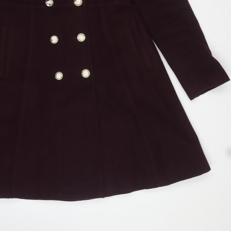 Dorothy Perkins Women Brown UK 12 Double-Breasted Pea Coat