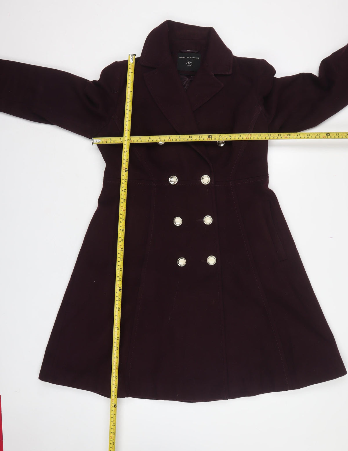 Dorothy Perkins Women Brown UK 12 Double-Breasted Pea Coat
