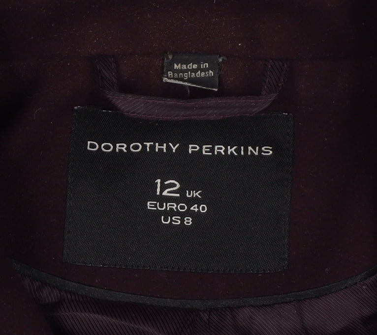 Dorothy Perkins Women Brown UK 12 Double-Breasted Pea Coat