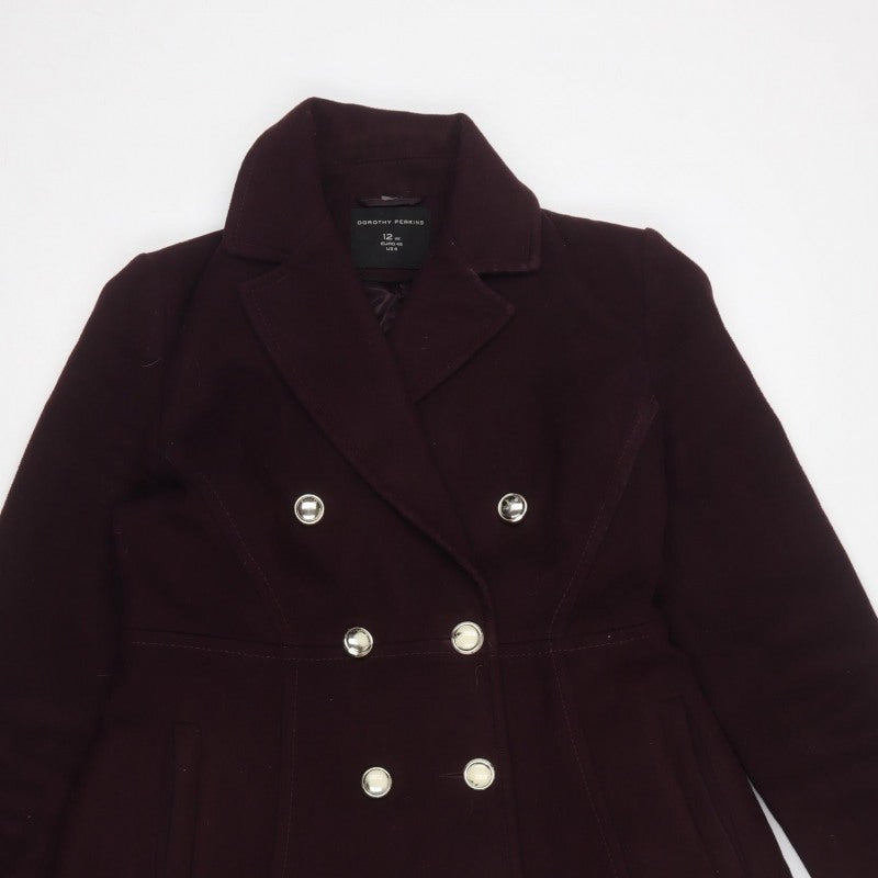 Dorothy Perkins Women Brown UK 12 Double-Breasted Pea Coat