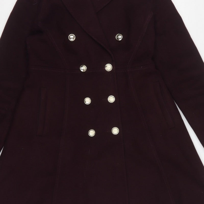 Dorothy Perkins Women Brown UK 12 Double-Breasted Pea Coat