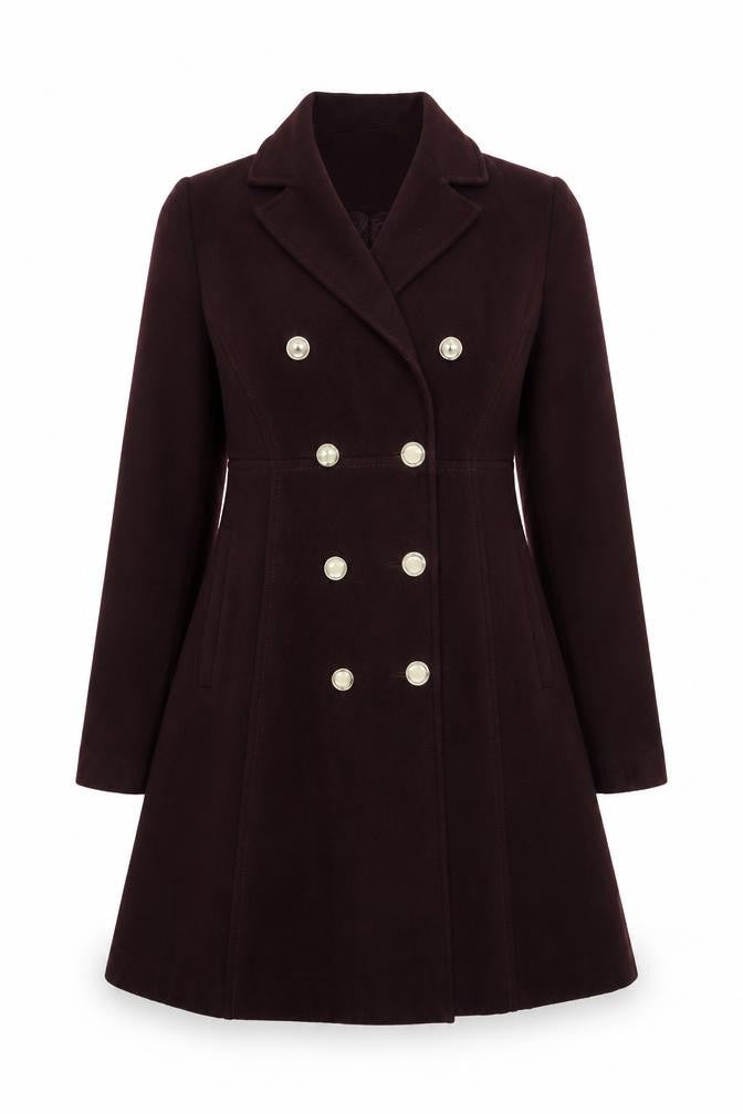 Dorothy Perkins Women Brown UK 12 Double-Breasted Pea Coat