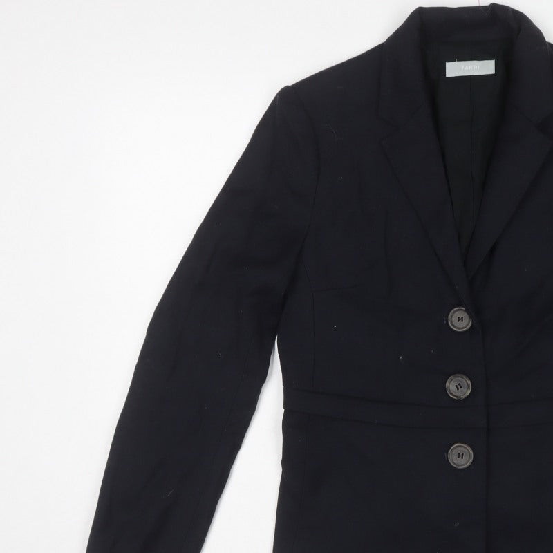 Farhi Women Black UK 10 Wool Blend Tailored 3 Button Blazer