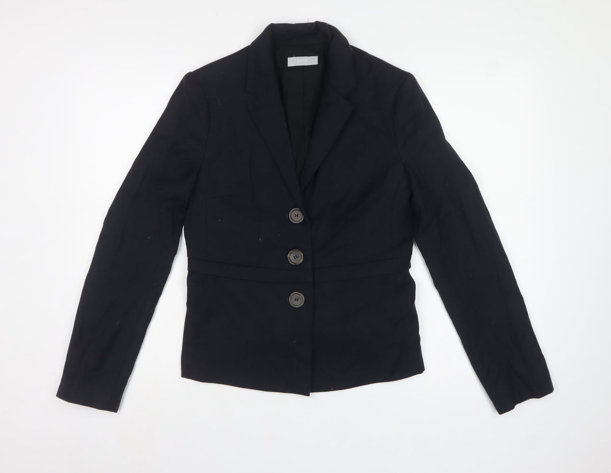 Farhi Women Black UK 10 Wool Blend Tailored 3 Button Blazer