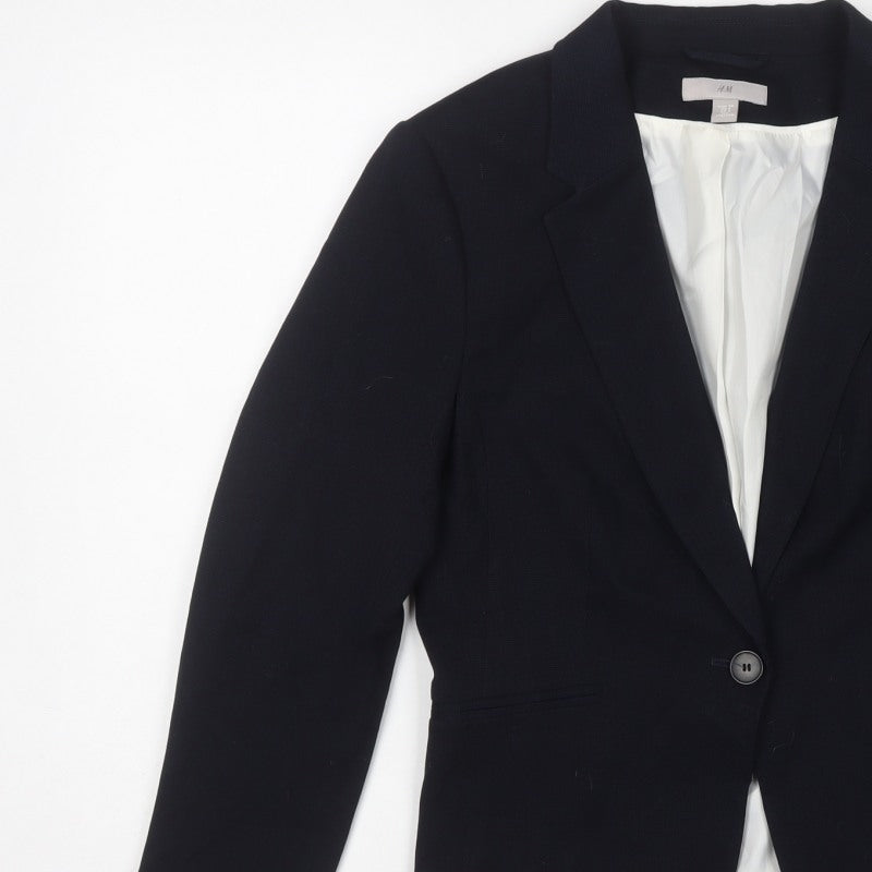 H&M Women’s Black UK 12 Single-Breasted Tailored Blazer Jacket