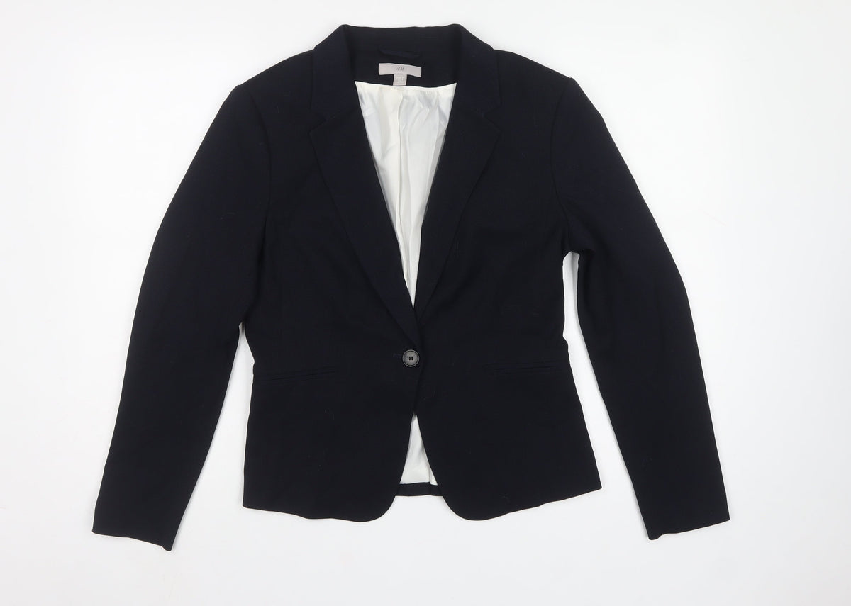 H&M Women’s Black UK 12 Single-Breasted Tailored Blazer Jacket