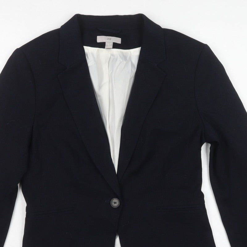 H&M Women’s Black UK 12 Single-Breasted Tailored Blazer Jacket