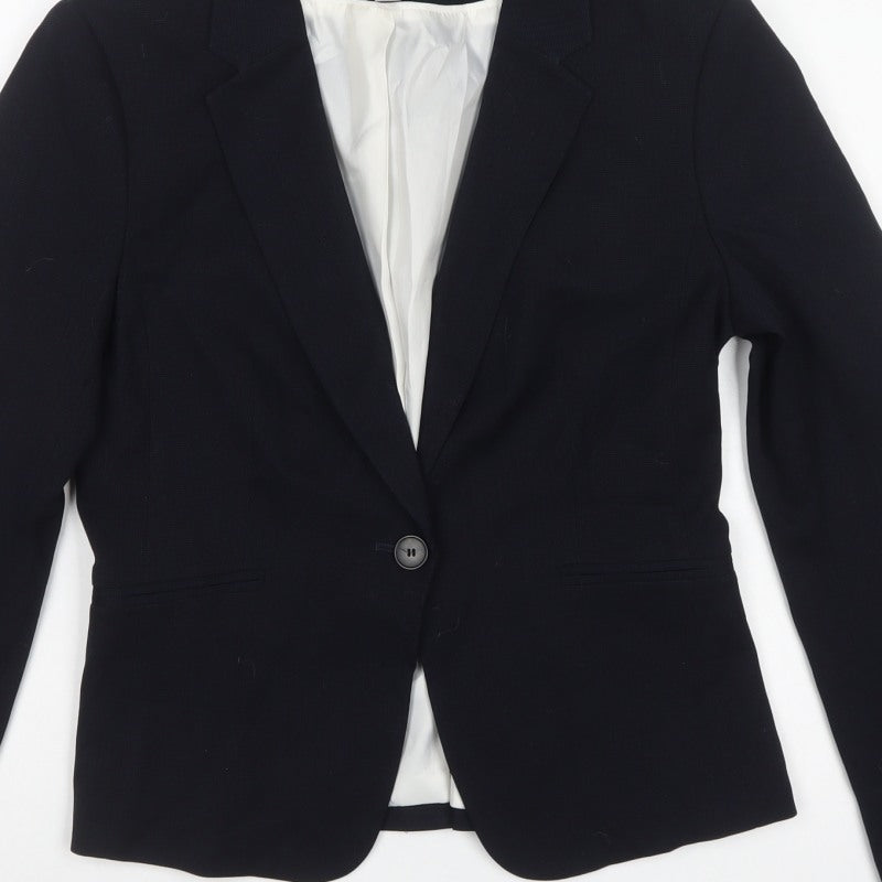 H&M Women’s Black UK 12 Single-Breasted Tailored Blazer Jacket