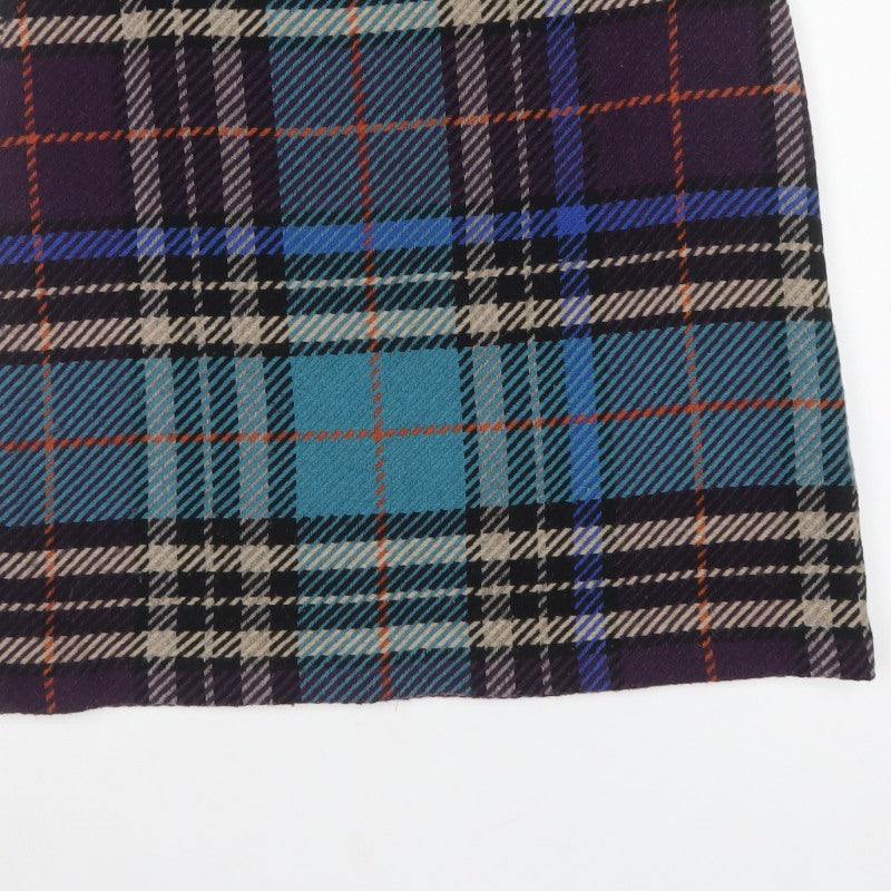 Marks & Spencer Women's Blue Plaid Wool Pencil Mini Skirt UK 14