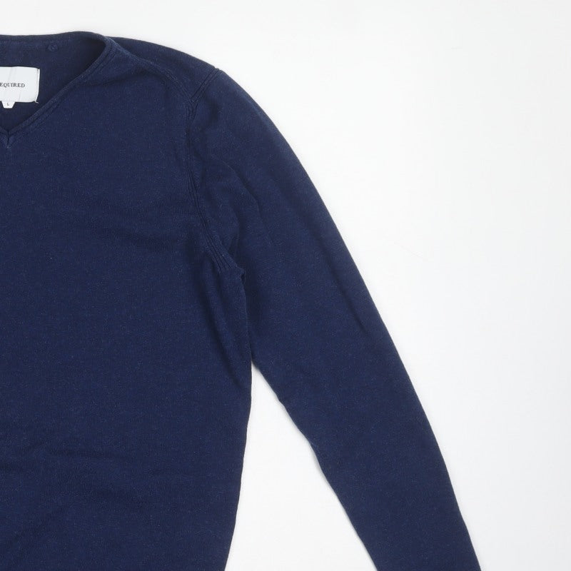 Required Men’s Blue V-Neck Fine Knit Cotton Jumper Size L