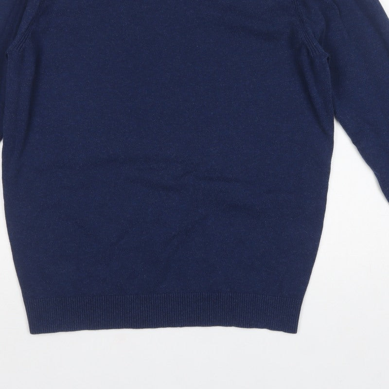 Required Men’s Blue V-Neck Fine Knit Cotton Jumper Size L