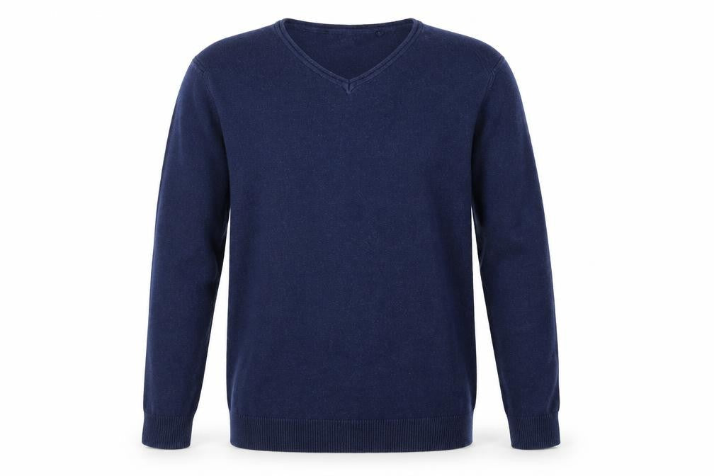 Required Men’s Blue V-Neck Fine Knit Cotton Jumper Size L