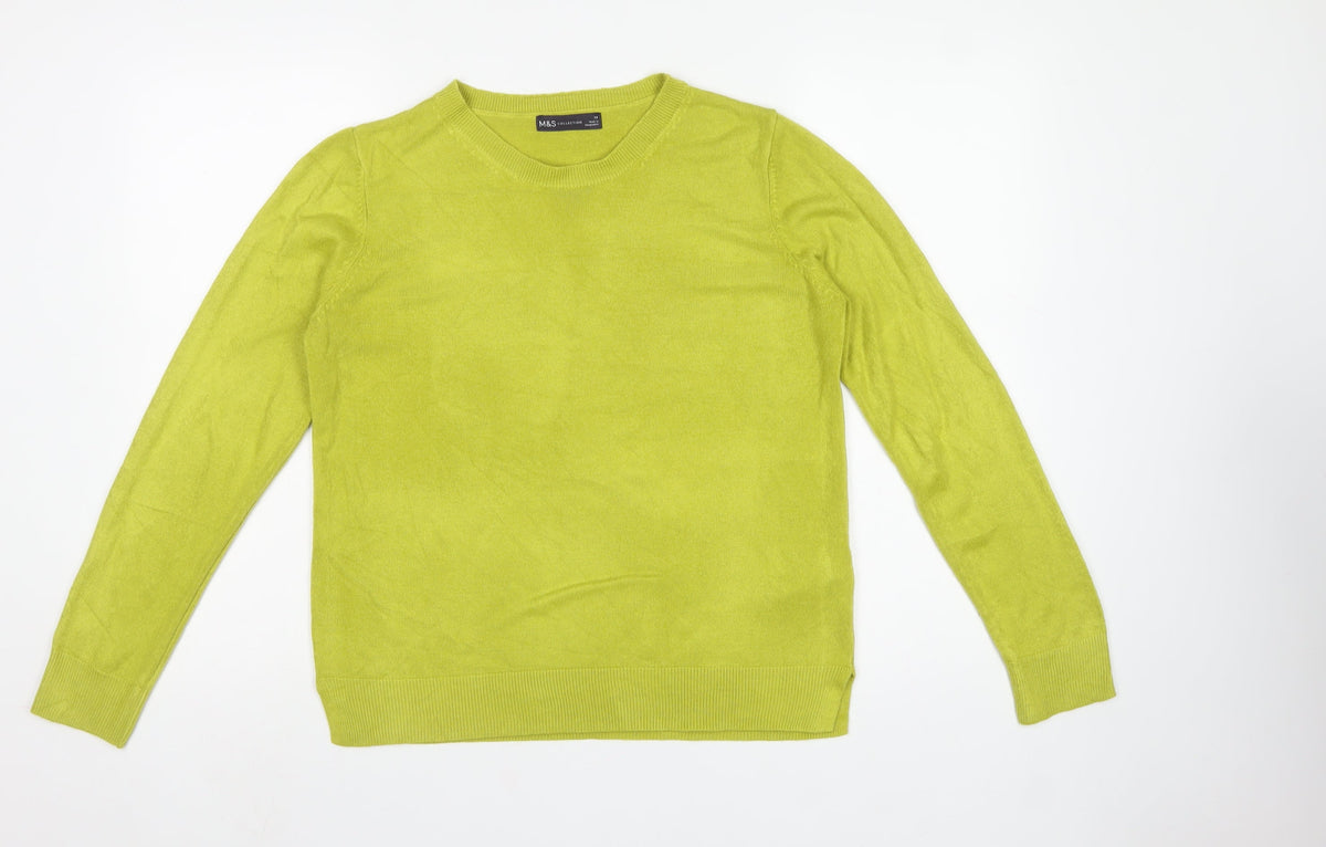 Marks and Spencer Women Yellow Size 14 Crew Neck Knit Jumper