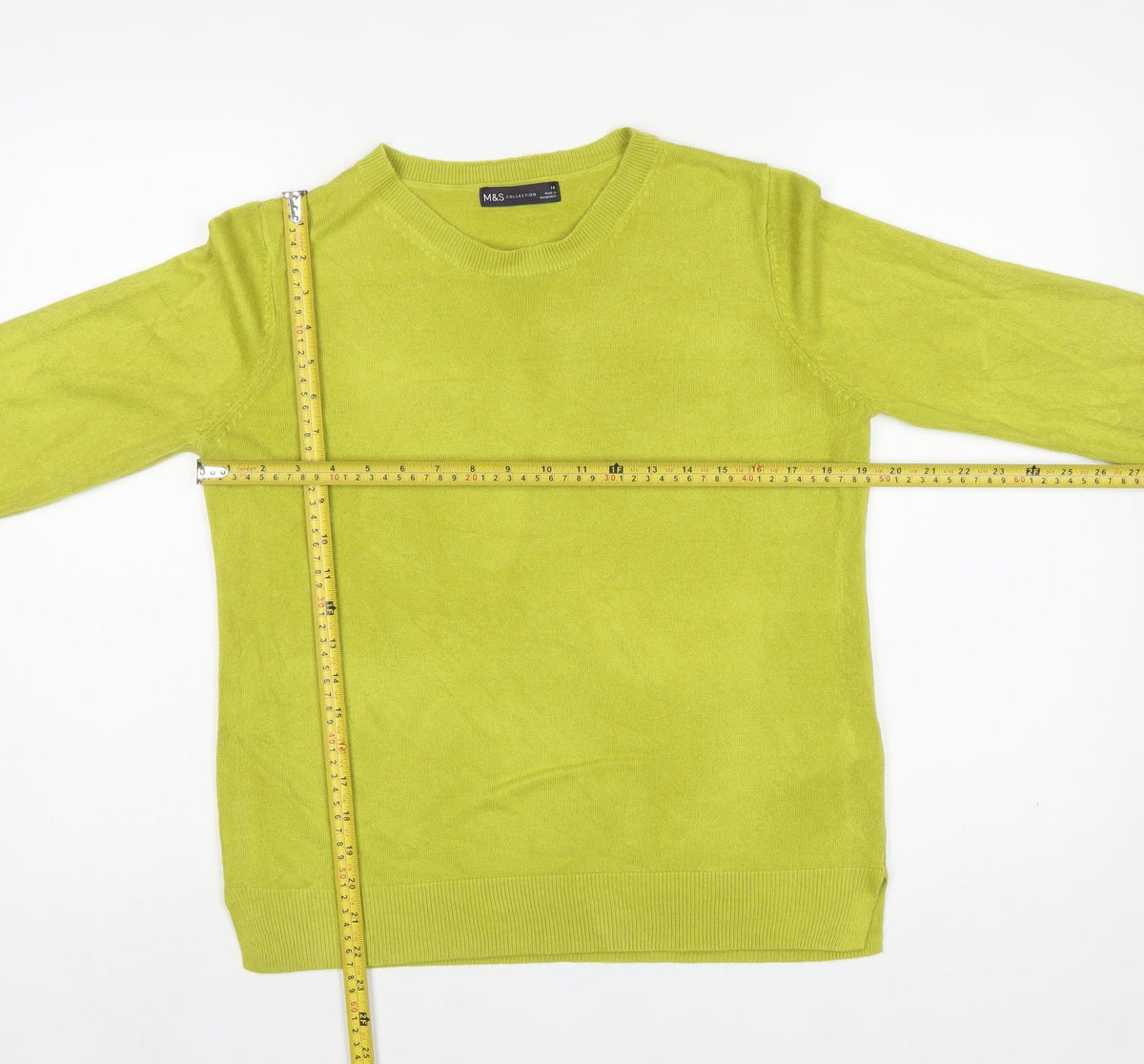Marks and Spencer Women Yellow Size 14 Crew Neck Knit Jumper