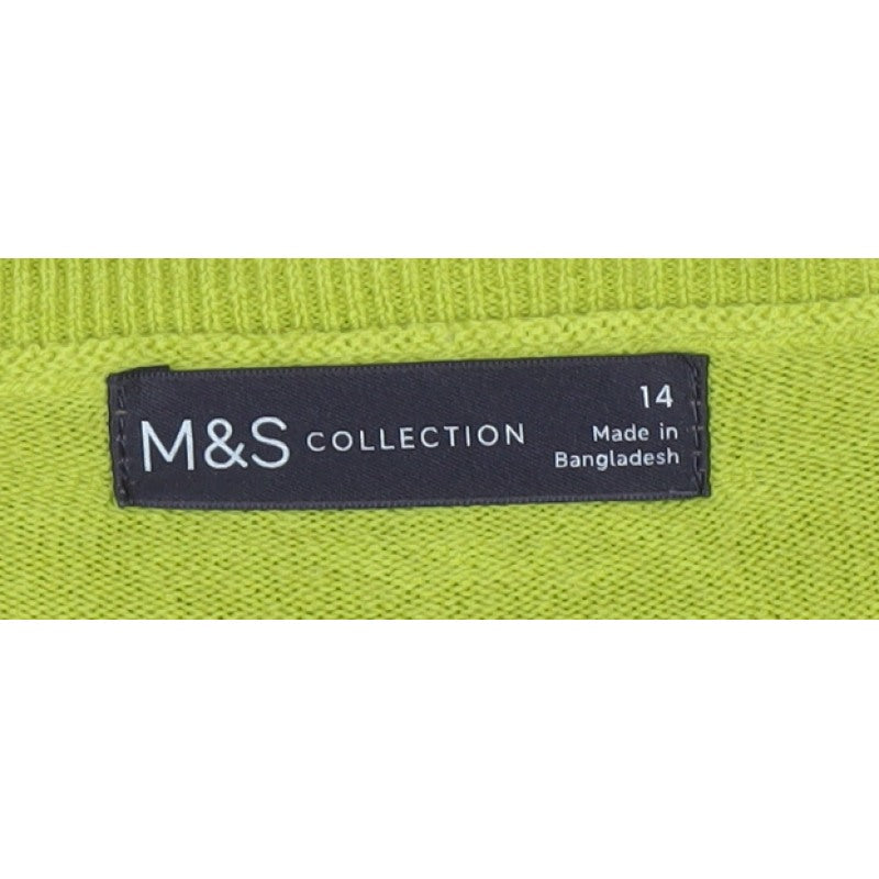 Marks and Spencer Women Yellow Size 14 Crew Neck Knit Jumper