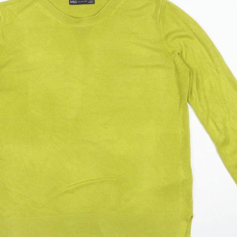 Marks and Spencer Women Yellow Size 14 Crew Neck Knit Jumper