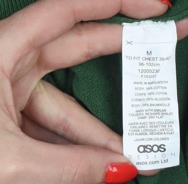 ASOS Design Men’s Green Cotton Crew Neck Pullover Jumper M