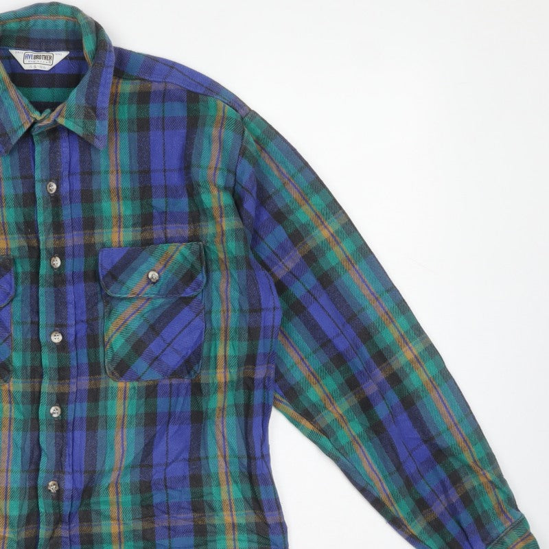 FiveBrother Men's Multicoloured L Vintage Plaid Flannel Shirt