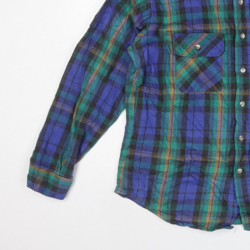 FiveBrother Men's Multicoloured L Vintage Plaid Flannel Shirt