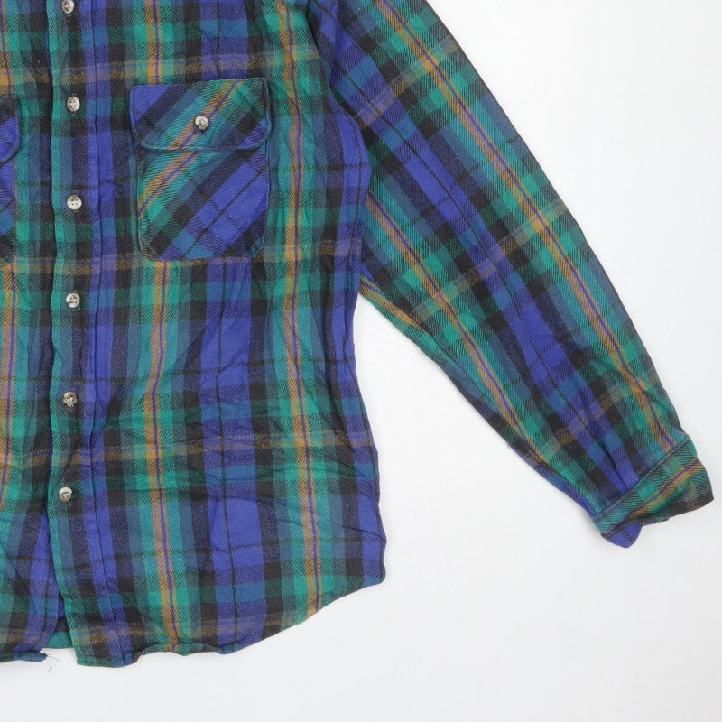 FiveBrother Men's Multicoloured L Vintage Plaid Flannel Shirt