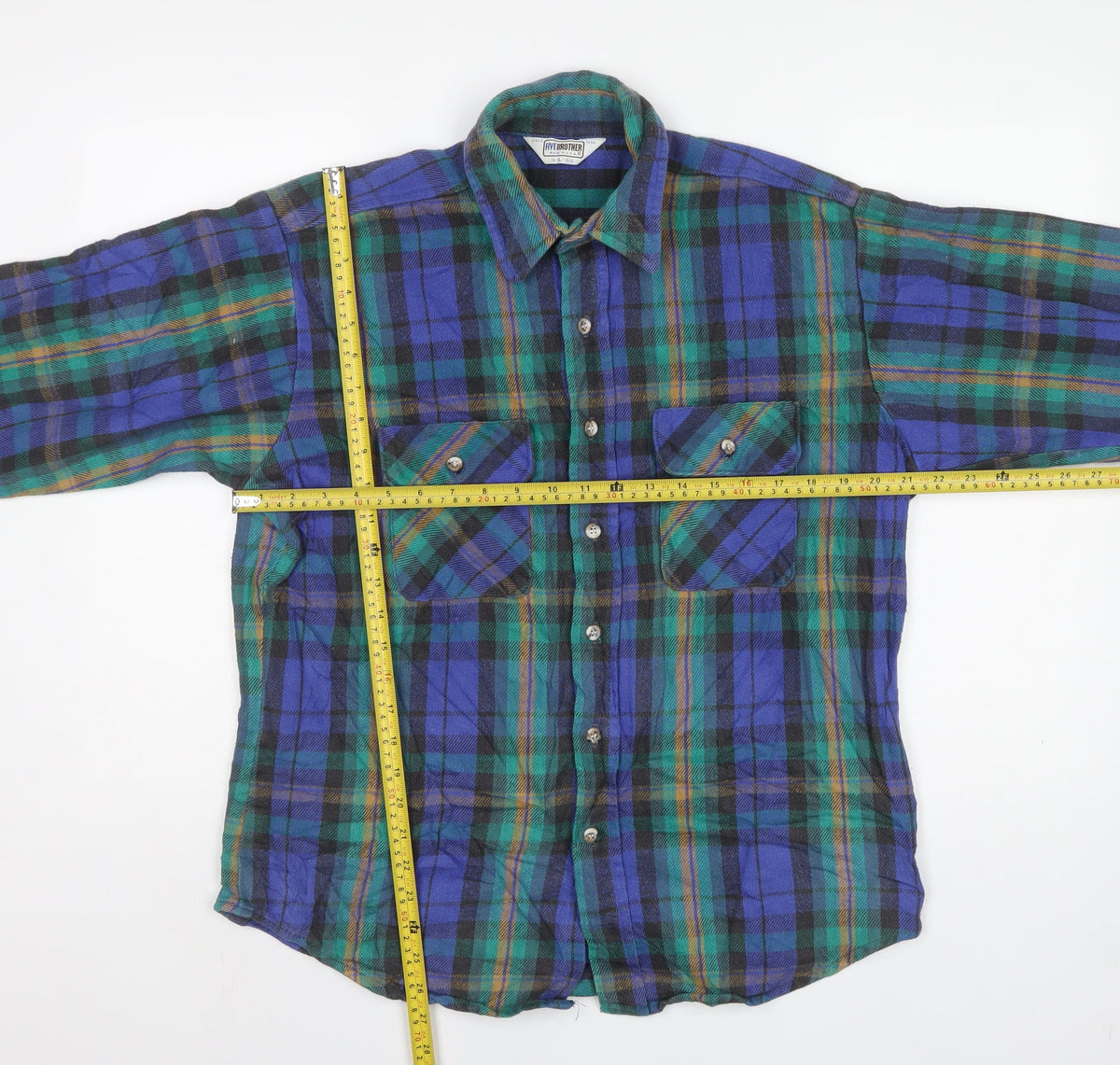 FiveBrother Men's Multicoloured L Vintage Plaid Flannel Shirt