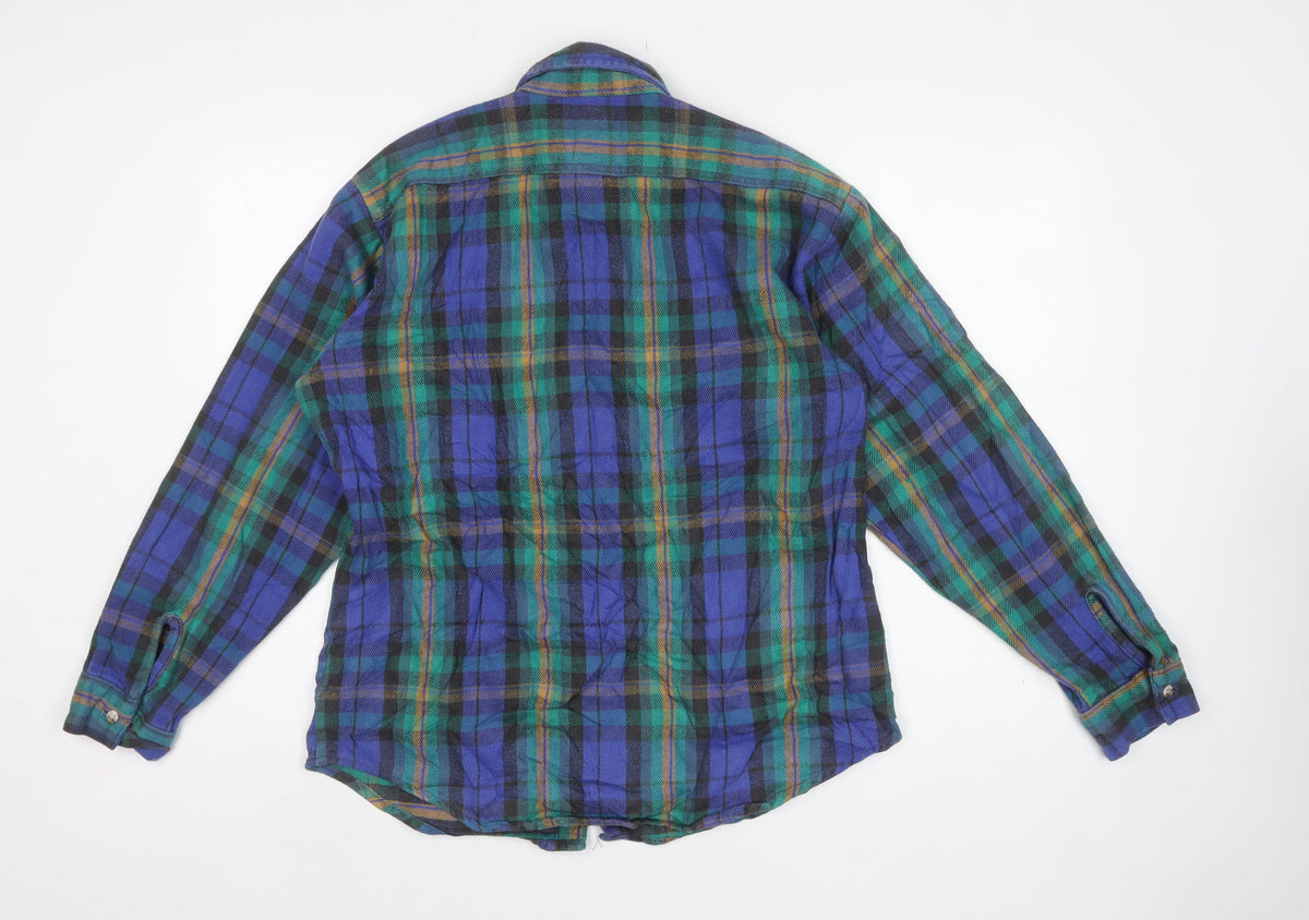 FiveBrother Men's Multicoloured L Vintage Plaid Flannel Shirt
