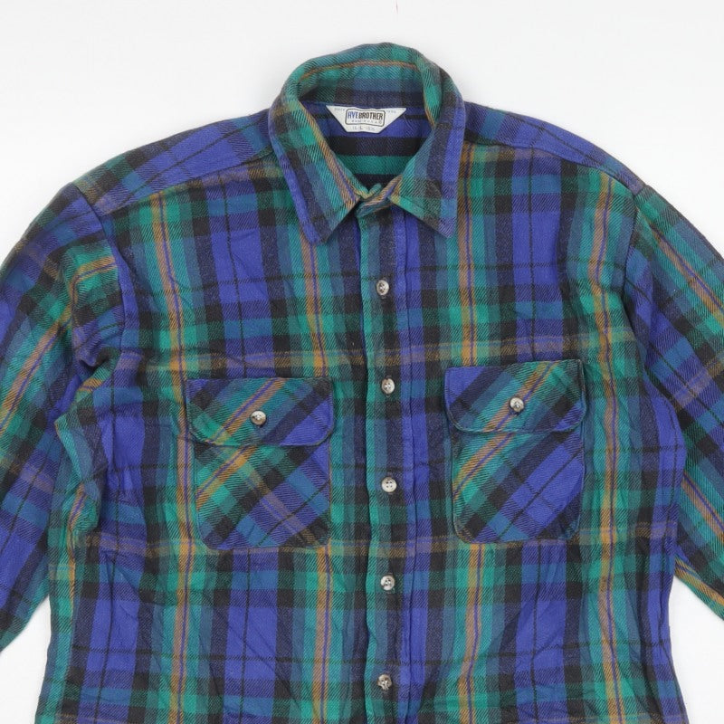 FiveBrother Men's Multicoloured L Vintage Plaid Flannel Shirt