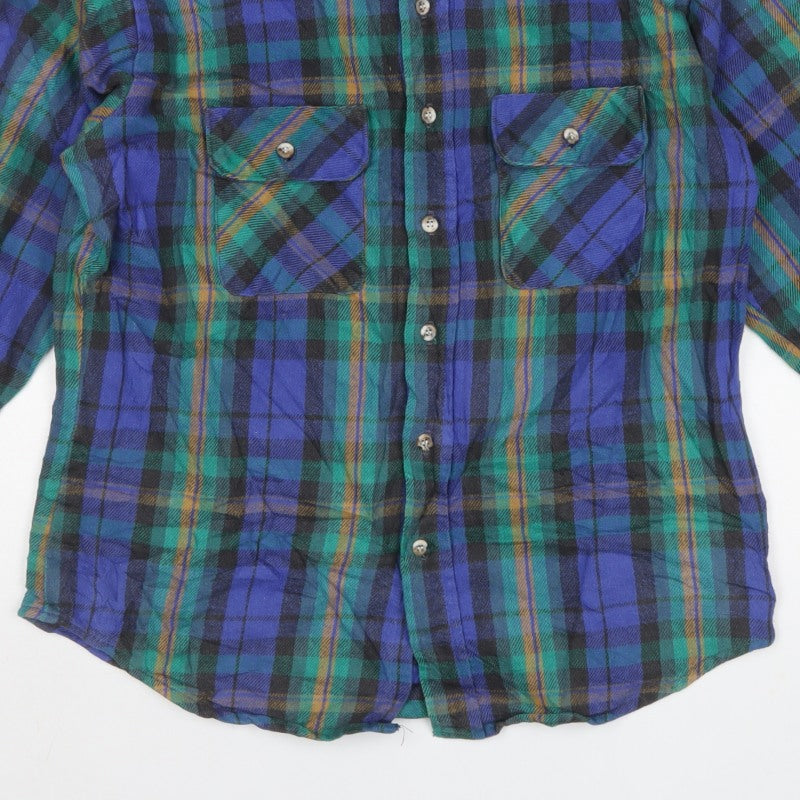 FiveBrother Men's Multicoloured L Vintage Plaid Flannel Shirt