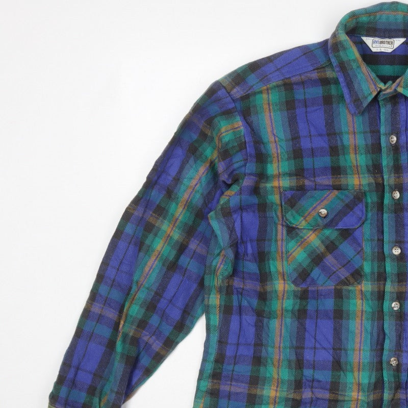 FiveBrother Men's Multicoloured L Vintage Plaid Flannel Shirt