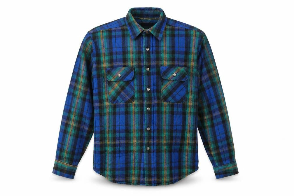 FiveBrother Men's Multicoloured L Vintage Plaid Flannel Shirt