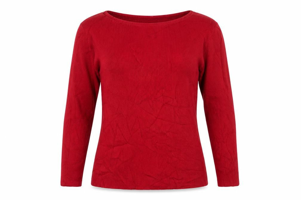 GAP Women Red M Ribbed Cotton Boat Neck Long Sleeve Pullover Jumper