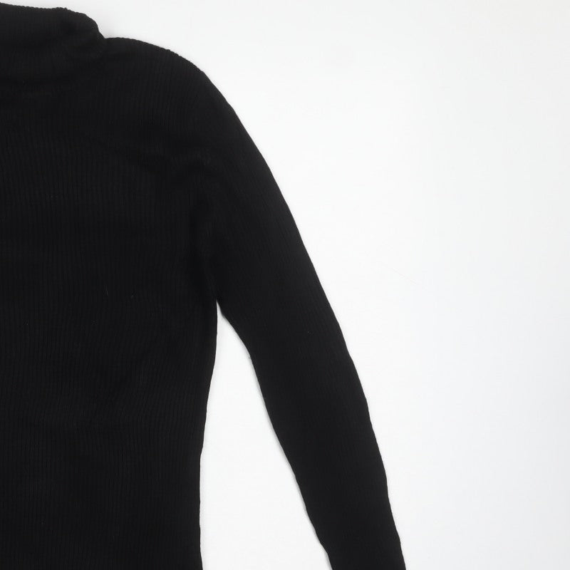 ASOS Men Black S Roll Neck Ribbed Knit Pullover Jumper
